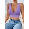 Kadın Lila Modern Fit Çapraz Sırt Detaylı Şık Crop Top Büstiyer