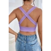 Kadın Lila Modern Fit Çapraz Sırt Detaylı Şık Crop Top Büstiyer