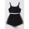 Kadın Siyah Askılı Crop Top Ve Şortlu Gecelik Takım