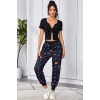 Kadın Siyah Çift Fermuarlı Yarım Kol Crop Top Bluz