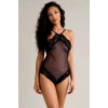Kadın Siyah File Görünümlü Tül Bodysuit Özel Tasarım