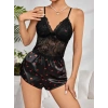 Kadın Siyah Kırmızı Kalp Desenli Saten Şortlu Pijama Takımı