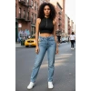 Kadın Siyah Modern Kesim Yarım Fermuarlı Crop Top