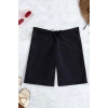 Kadın Siyah Önden Bağcıklı Deniz Şortu