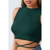 Kadın Yeşil Çapraz Bağlamalı Crop Top Büstiyer