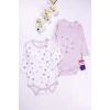 Kalp Desenli Uzun Kol 2li Kız Bebek Body Seti