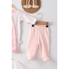 Kelebek Nakışlı Puanlı Tulumlu % 100 Pamuk Kız Bebek 5li Set