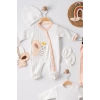 Kelebek Nakışlı Tulumlu % 100 Pamuk Erkek Bebek 5li Set