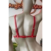 Kırmızı Deri Sütyen Harness