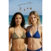 Leopar Desenli Ve Mavi Detaylı Üçgen Bikini Üstü Minimal Kesim Bağlamalı Kadın Mayo Üstü 2li