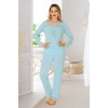 Mavi Penye Pijama Takımı - 1631