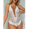 Metal Kalp Aksesuarlı Fantezi Dantelli Beyaz Body