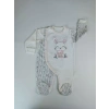 Minik Tavşan Nakışlı Boydan Çıtçıt Kapamalı Kız Erkek Bebek Tulumu Ekru