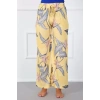 Moda Bayan Penye Bol Paça Pantolon Sarı