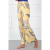 Moda Bayan Penye Bol Paça Pantolon Sarı