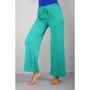 Moda Bayan Penye Bol Paça Pantolon Yeşil