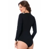 Moda Bayan Uzun Kol Çıtçıtlı Body Siyah