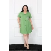 Moda Büyük Beden Penye Düğmeli Yeşil Tunik Gecelik