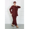 Moda Büyük Beden Tesettür Büyük Mayo Bordo