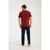 Moda Erkek Bordo Düğmeli Yaka Kısa Kol Pijama Takımı