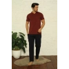 Moda Erkek Bordo V Yaka 3lü Pijama Takım