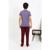 Moda Erkek Çocuk Kısa Kol Penye Pijama Takım Mor