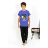 Moda Erkek Çocuk Kısa Kol Penye Pijama Takım Saks