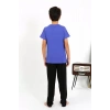 Moda Erkek Çocuk Kısa Kol Penye Pijama Takım Saks