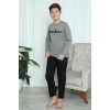 Moda Erkek Çocuk Penye Pijama Takım Füme