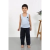 Moda Erkek Çocuk Sıfır Kol Penye Pijama Takım Mavi