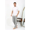 Moda Erkek Ekoseli Desen Penye Tek Alt Pijama Gri