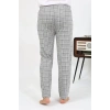 Moda Erkek Ekoseli Desen Penye Tek Alt Pijama Gri