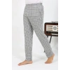 Moda Erkek Ekoseli Desen Penye Tek Alt Pijama Gri
