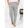 Moda Erkek Ekoseli Desen Penye Tek Alt Pijama Gri