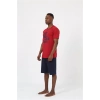 Moda Erkek Kısa Kol Bordo Penye Şortlu Pijama Takımı