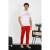 Moda Erkek Kısa Kol Penye Beyaz Pijama Takımı