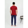 Moda Erkek Pamuk Kısa Kol Pijama Takım Bordo