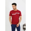 Moda Erkek Pamuk Kısa Kol Pijama Takım Bordo