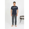 Moda Erkek Pamuk Kısa Kol Pijama Takım Lacivert
