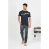 Moda Erkek Pamuk Kısa Kol Pijama Takım Lacivert