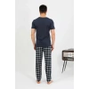 Moda Erkek Pamuk Kısa Kol Pijama Takım Lacivert