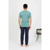 Moda Erkek Pamuk Kısa Kol Pijama Takım SuYeşili