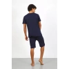 Moda Erkek Pamuk Lakost Alt Üst Kaprili Pijama Takım Lacivert
