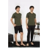 Moda Erkek Penye Haki 3lü Pijama Takımı