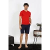 Moda Erkek Penye Kırmızı 3lü Pijama Takımı