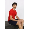 Moda Erkek Penye Kırmızı 3lü Pijama Takımı