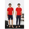 Moda Erkek Penye Kırmızı 3lü Pijama Takımı