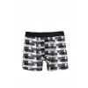 Moda Erkek Penye Likralı Desenli Boxer Füme