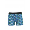 Moda Erkek Penye Likralı Desenli Boxer Mavi