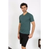 Moda Erkek Penye Petrol Rengi 3lü Pijama Takımı